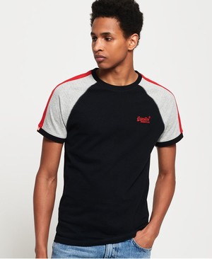 Superdry Organic Cotton Racer Cut & Sew Ringer Férfi Pólók Fekete | YFRTE8452